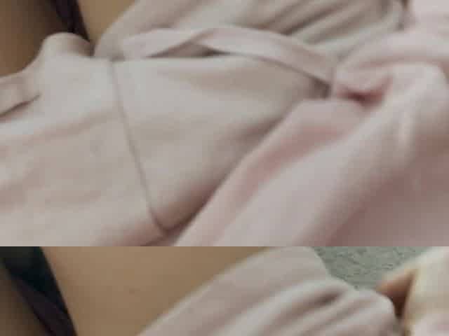 Cute russian beauty plays with her small snatch in pijamas- morning climax