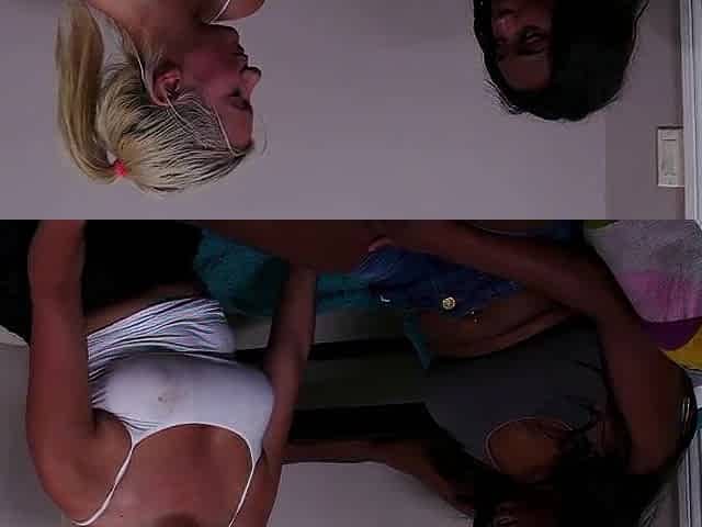 Sexy Ebony Sweetheart and Gorgeous Blond Finger Every Other in the Vagina and Booty and Make Out