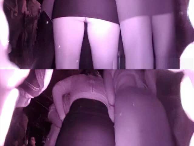 Voyeur in the disco with spy camera upskirts