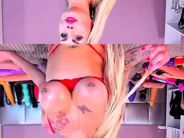 Hot blonde milf in solo masturbation show