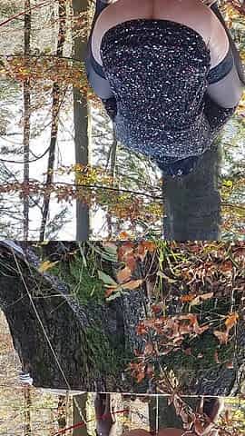 Desperate to Pee, She Has to Pee with Leashed Butt Outdoor