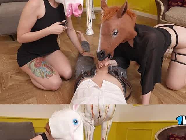 Weird Fantasy: Screws 2 Beauties Cosplaying Horses With His Giant Schlong