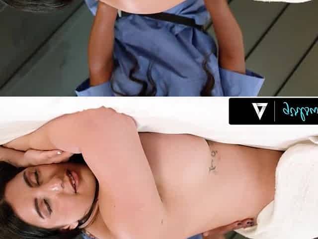 GIRLSWAY - Masseuse August Skye FINGERS Breasty Sarah Arabic To Hit Her Secret Spot