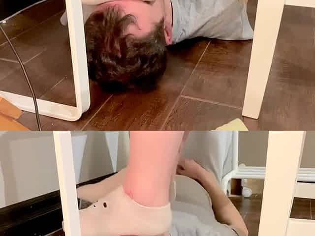 Girlfriend feet on my face after gym