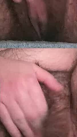 FTM Plays With Bushy, Creamy Vagina