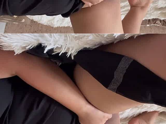 MILF in Pantyhose Masturbates Tight Pussy