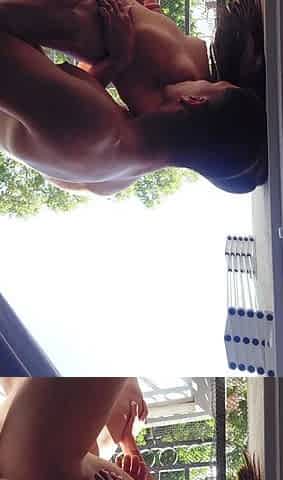 Having Passionate Sex On The Balcony At Home *Workers Blow