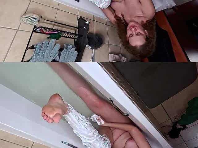 Shaving my legs in the bathtub