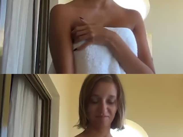 Young perky tits girl ass fucked on balcony in exotic resort