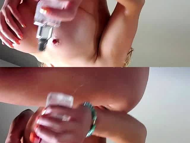 Amateur striptease and Solo masturbation