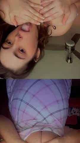 Pregnant MILF Self Titty Sucking