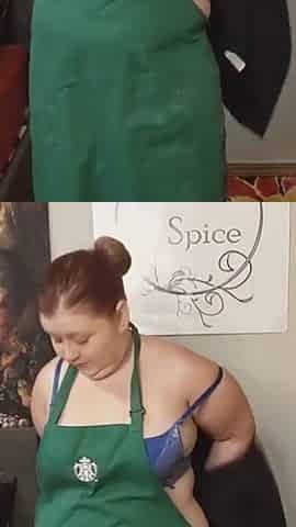 Starbucks apron striptease