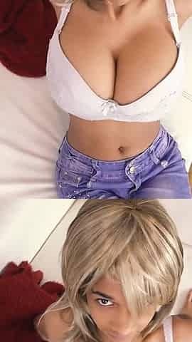 Addisson - tiny waist, huge tits with a wig