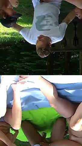 German couple meets woman while walking in the forest and takes her to fuck
