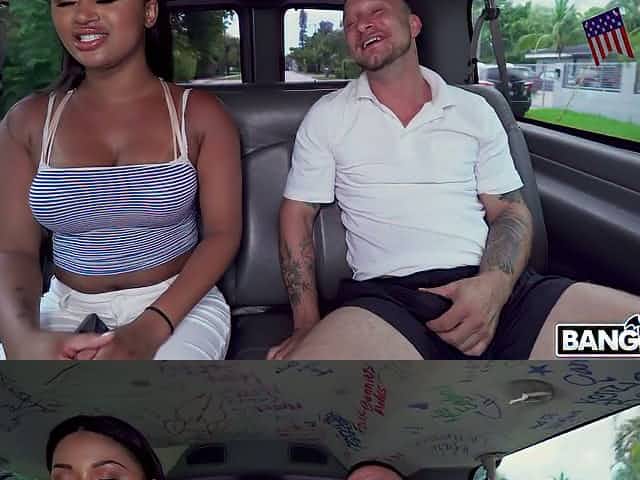 Black hottie with beautiful booty gets picked up and fucked in a van