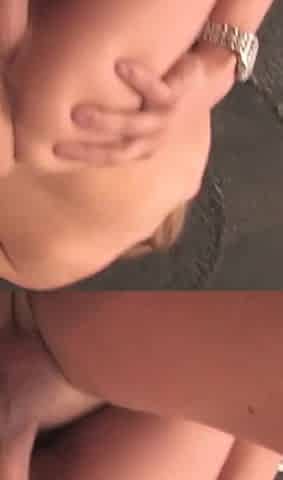 Blonde teen gets sprayed on her face