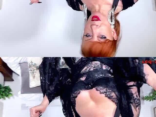 Red gets off in her hot ebony lace underware