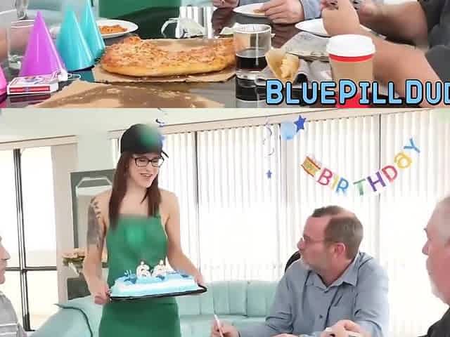 Old Man Fucks A Seductive Young Babe For His Birthday