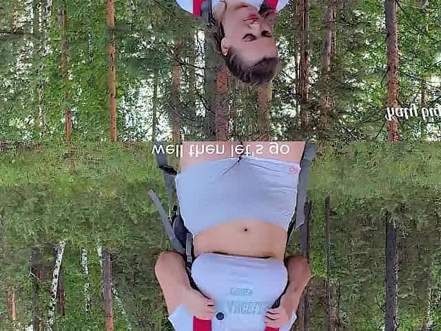 Large-boobed cutie got lost in the woods, but discovered a schlong in outdoor