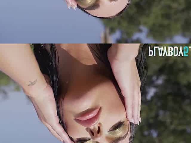 Large booty and tits brunette hair Playmate centerfold honey exposes anything