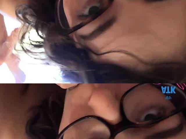 Shy nerdy amateur stokes cock, sucks it and rides it until