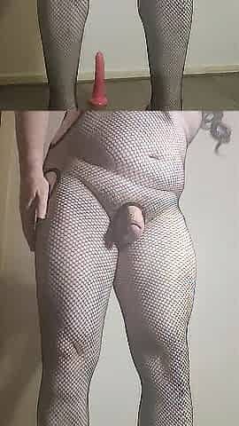 BBC Sissy bangs arsehole with pink vibrator