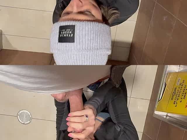 Cheating Wife Begs for Creampie During Sneaky Hookup in Public Washroom