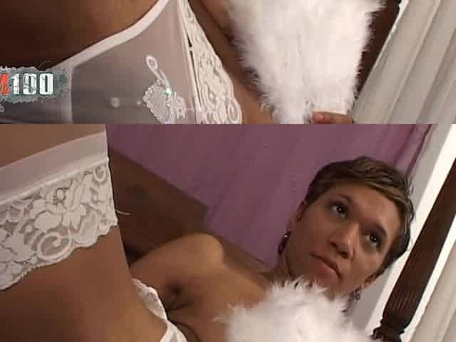 Canele: Beautiful Mulatto Canelle Shoves a Big Dildo in Her Pussy and Ass