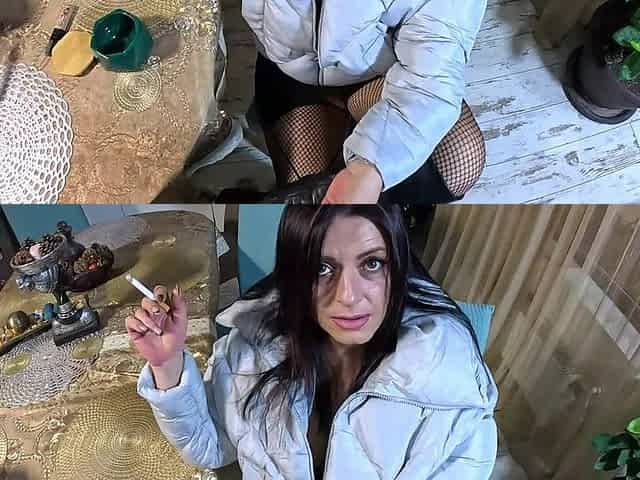 No-panties After Work - Blue Puffy Downjacket BJ, Doggystyle & Double Cum 333