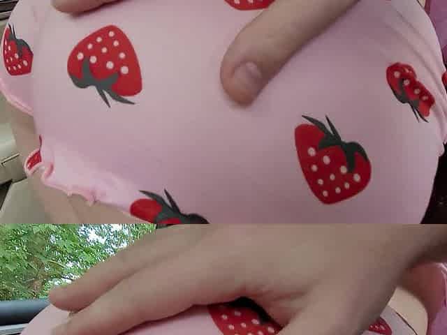Stepsister's Pleasing Strawberry is Teasing Me in the Car