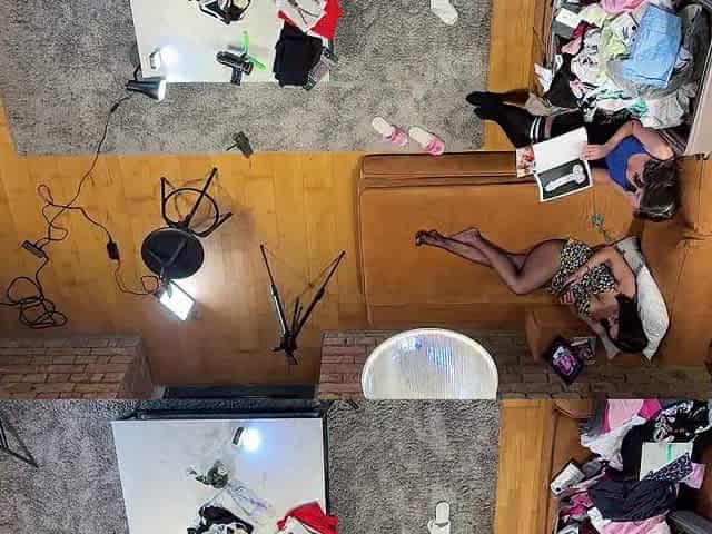 Sexy wife invites her other housewife ally to tease her spouse meanwhile that babe paints a picture