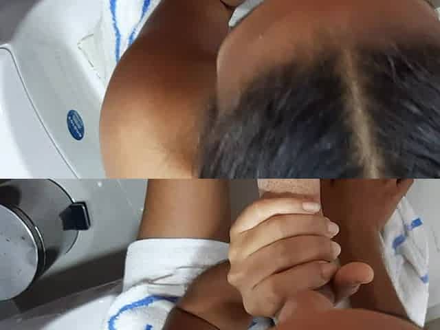 My Stepsister and I Fuck in the Bathroom Before Leaving, She Gives Me a Delicious Blowjob