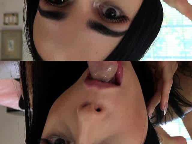Skinny brunette MILF sucks and fucks a big cock