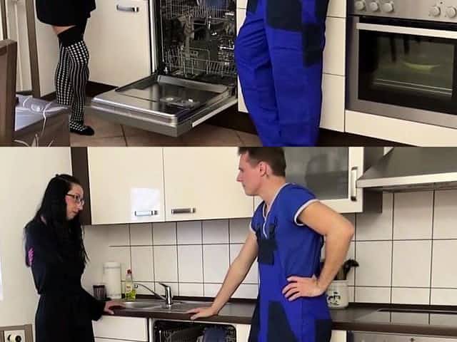 German Anorexic MILF Stella Star Seduce to Fuck by Repairman