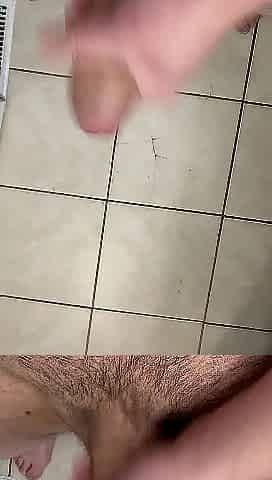 Solo jerking with biggest spunk flow after edging