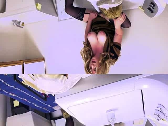 Stepmom caught masturbating on the dryer gets fucked in the
