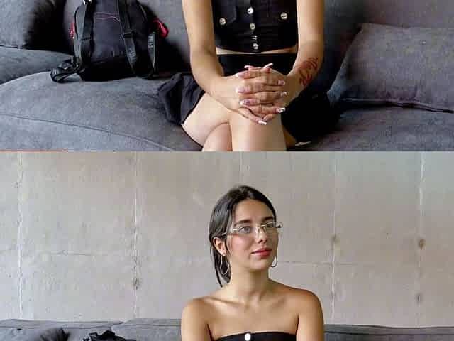 Nerdy latina teen gets freaky at casting