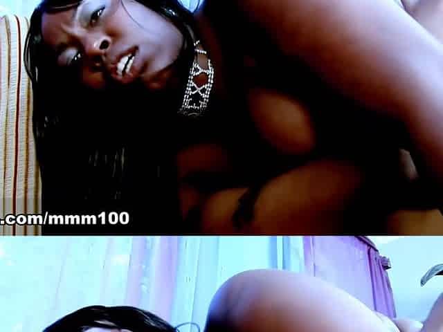 BBW ebony goddess with hairy pussy and huge natural boobs fucked by a big black cock - MMM100