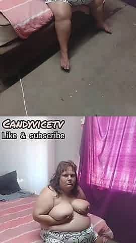 Obese Stacy likes to play with her breasts everyday to get subscribers