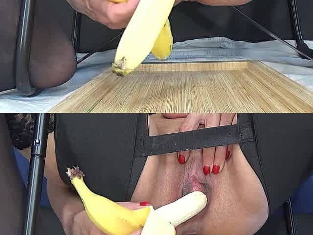 Banana in my large adult snatch close up
