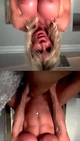 Sexy Blonde Babe With Big Boobs Strips Bra