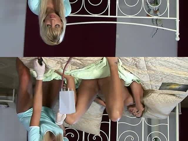 A Blond Latex Nurse Gips Her Blond Patient And Pumps Her Pussy With Enema And Speculum - LezdomAustria