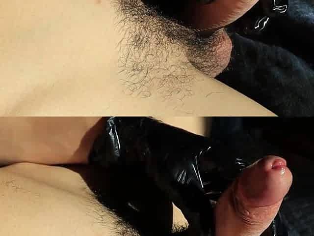professional jock massage in latex gloves