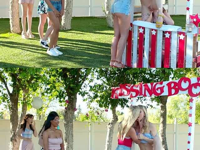Petite Ivy Wolfe's Charity Kissing Booth Turns Wild as Danni Rivers Sneaks Behind for Good Fuck