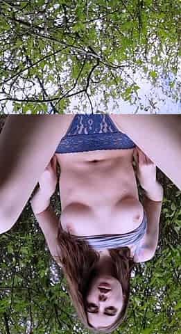 Sexy brunette teen outdoor masturbation