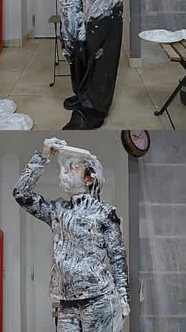 Human Cake Chocolate and Cream Leather Mess