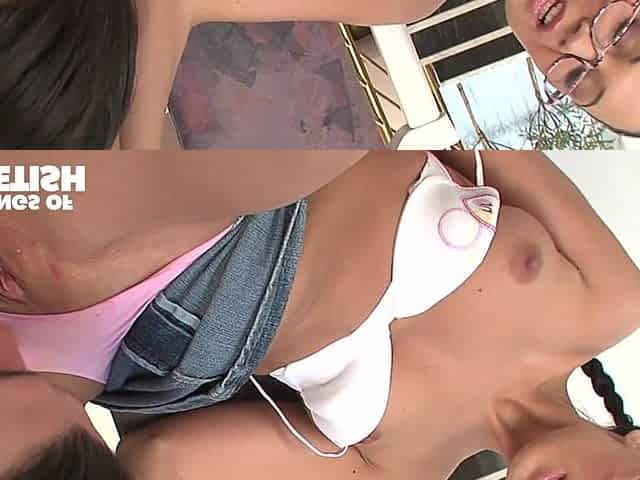 Teen with Glasses Gets Her Tight Pussy Licked and Hammered by a Horny Man on the Floor