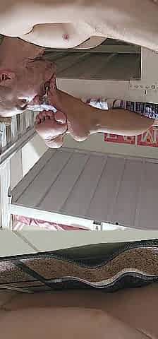Headmistress commands cum from footslave submission