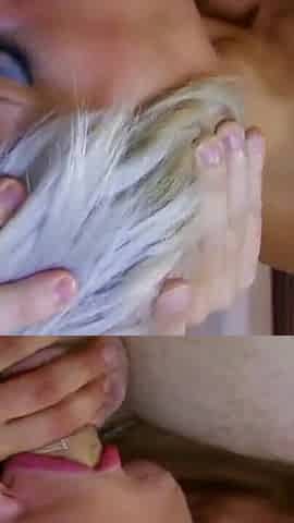 Nasty blonde MILF deepthroats his cock