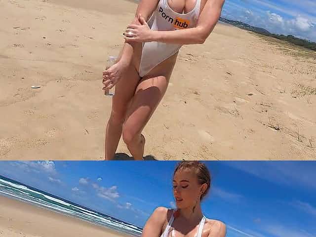 Letting Lustful Strangers See Me Stuff my Swimsuit in my BUTT! on Public Beach